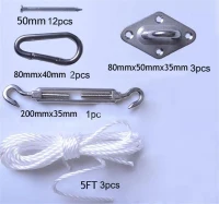 Outsunny Sun Sail Shade Installation Accessory Hardware Kit, Stainless Steel(m-1)