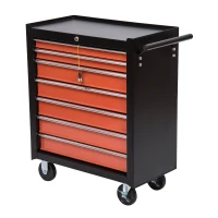 HomCom Rolling Garage Tool Chest Cabinet with 16 Drawers - Black and Orange(m-5)