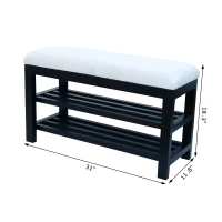 HomCom 31" Compact Wooden Entryway Shoe Organizer Storage Bench - Cream White(m-7)