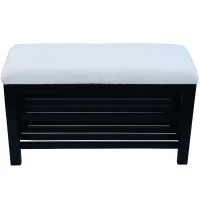 HomCom 31" Compact Wooden Entryway Shoe Organizer Storage Bench - Cream White(m-5)