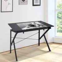 HomCom Wood Adjustable Folding Tilt-Top Art Drawing Drafting Table - Black(m-2)