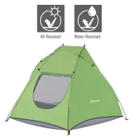 Outsunny Portable Automatic Pop Up Sun Protection Beach Tent Cabana with Door - Green(m-4)