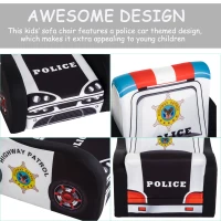 Qaba 17" Multi Spandex Storage Sofa Chair for Kids - Police Car(m-5)