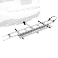 Heavy Duty Aluminium Motorcycle Dirt Bike Scooter Carrier Hitch Rack Hauler Trailer with Loading Ramp Double-hung Arm - IKURAM(m-1)