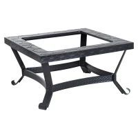 Outsunny 26" Square Steel Backyard Fire Pit With Cover And Accessories(m-6)