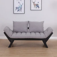 HomCom Single Person Convertible Bed Chaise Lounge Couch Adjustable Padded Lightweight - Silver(m-1)