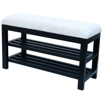 HomCom 31" Compact Wooden Entryway Shoe Organizer Storage Bench - Cream White(m-4)