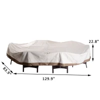 Outsunny 130" x 84" x 23" 7 Piece Waterproof Outdoor Dining Table Furniture Cover - Beige / Coffee(m-3)