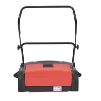 HomCom Outdoor Rotating Manual Push Broom Sweeper - Red and Black(m-3)
