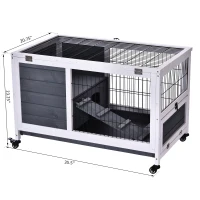 PawHut Rabbit Hutch - Indoor Small Animal House with Pull Out Tray, Casters, Ramp for Easy Mobility(m-2)