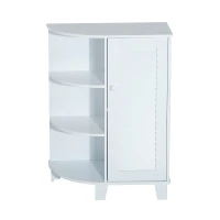 HomCom 32" Modern Country Bathroom Cabinet Cupboard with Rounded Shelves - White(m-1)