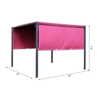 Outsunny 10’ x 10’ Steel Fabric Retractable Pergola Canopy Shade Kit - Wine Red(m-3)
