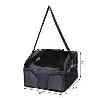 Pawhut 15” Pet Travel Carrier for Cats & Dogs – Gray(m-3)