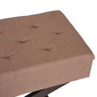 HomCom 30" Oxford Fabric Tufted Upholstered X Leg Storage Ottoman Bench - Brown(m-8)