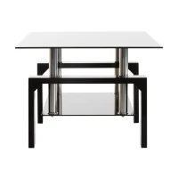 HomCom 44" Urban Contemporary Black Frosted Glass Wood and Chrome Coffee Table(m-6)