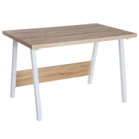 HomCom 47" Wood and Steel Modern Computer Desk - Oak / White(m-6)