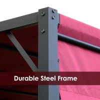 Outsunny 10’ x 10’ Steel Fabric Retractable Pergola Canopy Shade Kit - Wine Red(m-13)