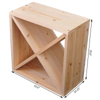 HomCom 24 Bottle Natural Wooden Stackable Tabletop Wine Bottle Organizer Box(m-3)