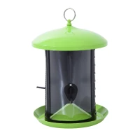 PawHut Triple Chamber Outdoor No Mess Bird Feeder Squirrel Proof - Lime Green / Black(m-5)