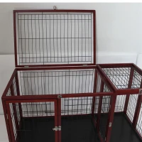Pawhut 54" x 25" x 27" Deluxe Wood Pet Dog Crate - Dark Red Wood(m-5)