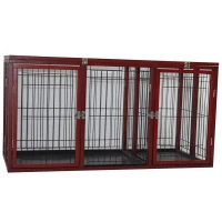 Pawhut 54" x 25" x 27" Deluxe Wood Pet Dog Crate - Dark Red Wood(m-1)