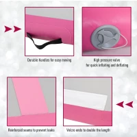 Soozier Gym Exercise Mat 10' Air Track with Pump - Light Grey/Pink(m-7)
