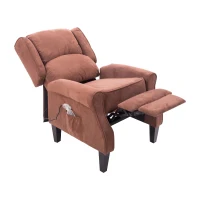 HomCom Artificial Suede Heated Back Massage Recliner Chair - Brown(m-6)