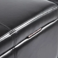 HomCom 42" Large Rectangular Faux Leather Ottoman Storage Bench with Hinged Top - Glossy Black(m-5)