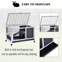 PawHut Rabbit Hutch - Indoor Small Animal House with Pull Out Tray, Casters, Ramp for Easy Mobility(m-5)