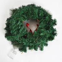 HomCom 2' White LED Artificial Christmas Holiday Door Wreath(m-7)