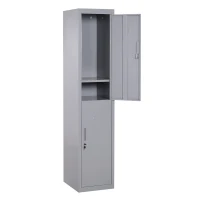 Vinsetto 71" 2 Tier Freestanding Steel Metal Lockable Employee Wall Locker Storage Cabinet - Grey(m-3)