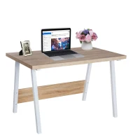 HomCom 47" Wood and Steel Modern Computer Desk - Oak / White(m-5)