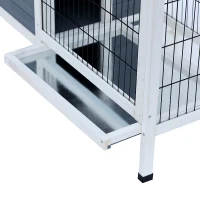 PawHut 36" Raised Outdoor Weatherproof Metal Wire and Wooden Rabbit Hutch Bunny Guinea Pig Cage with Enclosed Run(m-8)
