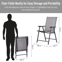 Outsunny 2-Piece Folding Sling Chair Set, Gray - Comfortable Patio Garden Furniture for Relaxation(m-4)