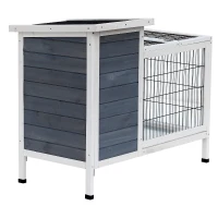 PawHut 36" Raised Outdoor Weatherproof Metal Wire and Wooden Rabbit Hutch Bunny Guinea Pig Cage with Enclosed Run(m-6)