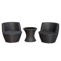 Outsunny Outdoor Patio Rattan Wicker Nesting Chair Conversation Set(m-8)