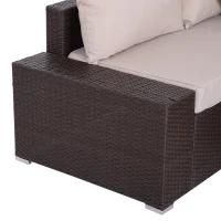 Outsunny 6 Piece Wicker Rattan Outdoor Patio Fan Shape Glass Coffee Table Furniture Set(m-14)