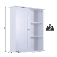 HomCom 23.5" W x 28" H Wooden Wall Mounted Bathroom Storage Cabinet - White(m-7)