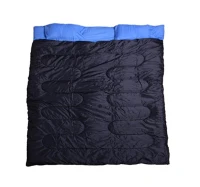 Outsunny Camping Two-Person Double Wide Sleeping Bag With Pillows - Blue / Black(m-1)