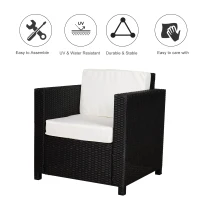Outsunny Rattan Wicker Sofa Patio Chair w/ Weather-Resistance & Washable Cushion Cover - Pool/Patio/Spa(m-7)