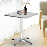 HomCom 24" Adjustable Square Stainless Steel Top Aluminum Standing Bistro Bar Table(m-1)