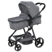 Qaba 2-in-1 Design Lightweight Travel Foldable Baby Stroller/Bassinet for Boys and Girls 0-36 Months - Grey(m-2)