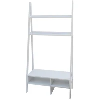 HomCom Leaning Ladder Bookcase / Entertainment Center TV Stand - White(m-4)
