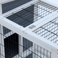 PawHut 36" Raised Outdoor Weatherproof Metal Wire and Wooden Rabbit Hutch Bunny Guinea Pig Cage with Enclosed Run(m-9)