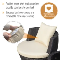 Outsunny Outdoor Patio Rattan Wicker Nesting Chair Conversation Set(m-5)