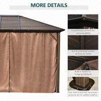 Outsunny 10'x12' Hardtop Gazebo with Mesh Curtains & Steel Slat Canopy, Outdoor Shelter for Patio, Garden, Brown(m-5)
