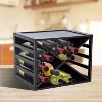 HomCom 16 Bottle Design Modern Wooden Stackable Tabletop Wine Bottle Organizer(m-2)