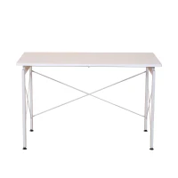 HomCom 48" Sturdy Simple Late Modern Home Office Desk Workstation with Anti-Slip Feet - White(m-3)