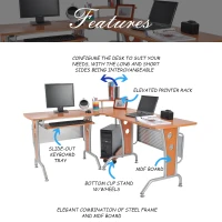 HOMCOM L-Shaped Corner Desk, Computer Workstation with Keyboard Tray, Space-Saving Office Desk, Black(m-3)