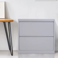 Vinsetto 2 Drawer File Cabinet Metal Storage Chest Home Office - Grey(m-2)